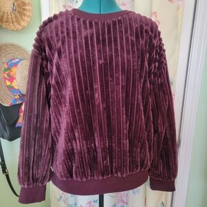 Simply Vera burgundy ribbed fleece sweater shirt top size M